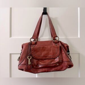 Fossil Brown Leather Shoulder Bag Vintage